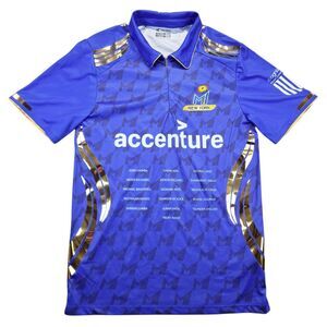 MI New York Cricket Jersey Blue Gold Mens Size M Performax Fastdry Short Sleeve